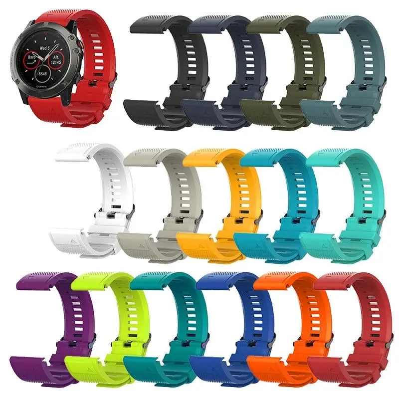

BOORUI Soft Silicone 20mm 22mm 26mm Watch Strap for garmin fenix 5X/fenix3hr band Smart Watch Bands for iwatch, Black,white,purple,deep gray,light pink