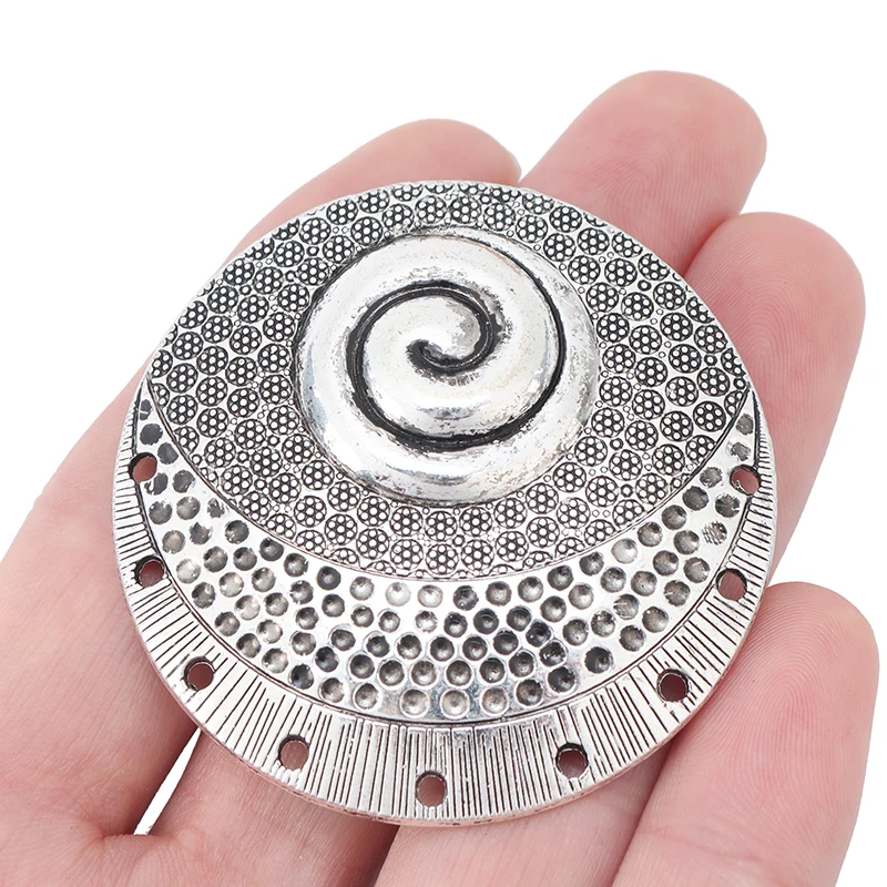 

Antique Silver Large Hammered Spiral Vortex Swirl Round Connector Charms Pendants for Necklace Jewelry Making 52mm