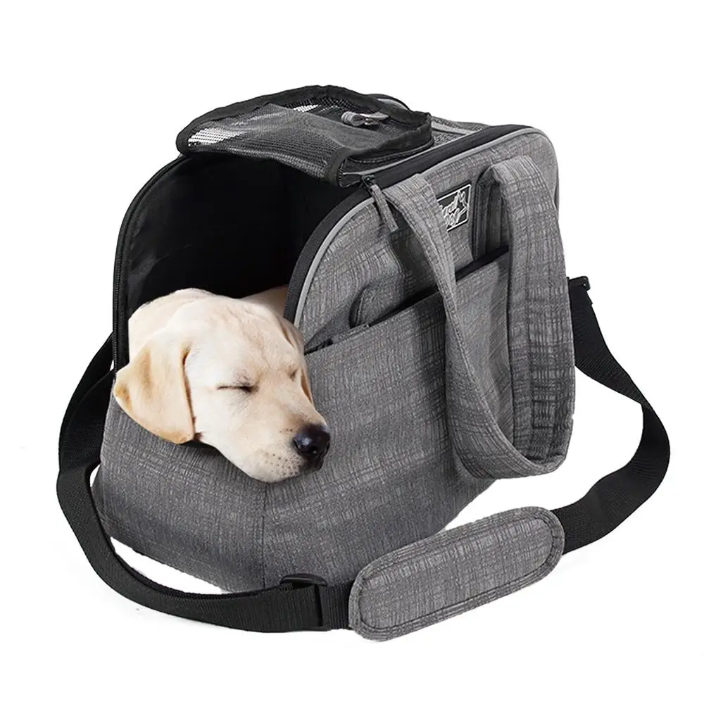 

ALL-FOR-PAWS Airline Approved Luxury Portable Pet Dog Cat Carrier Dog Pet Outdoor Carrier Bag, Grey