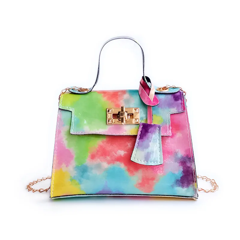 

Fashion 2021 Wholesale Summer Trendy Tie Dye Rainbow Purse Chain Colored Mini Hand Bags Shoulder Ladies Handbags, Color,black,violet,pink