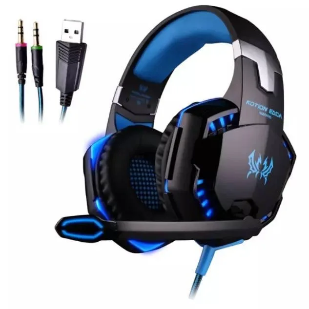 

Wholesale China factory price G2000 Noise Cancelling Gaming Headphones with Mic Led Light Over Ear Wired Headset For PC Game, Blue,red,orange