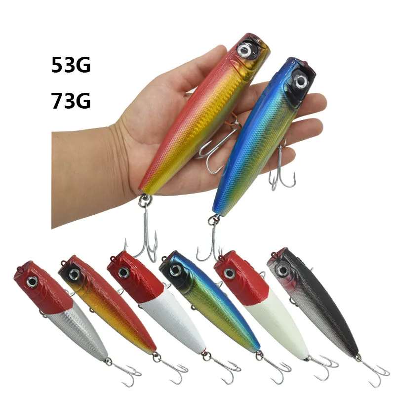 

53g/73g 6 Colors Choice Fishing Lures Hard Bait Artificial Wobbler Plastic Fishing Tackle Super Size Popper Hot Selling!