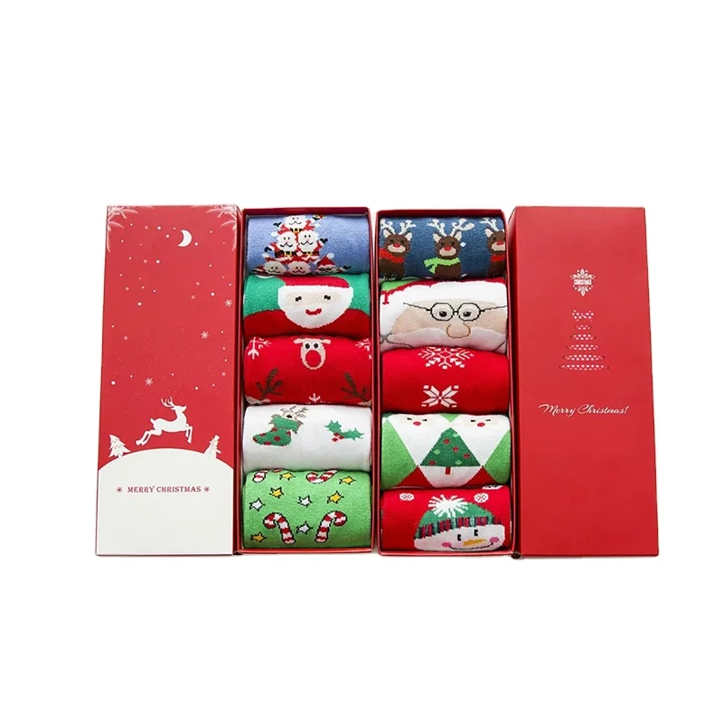 

New product 5 pairs womens sublimation christmas gift socks for wholesale, Customized color