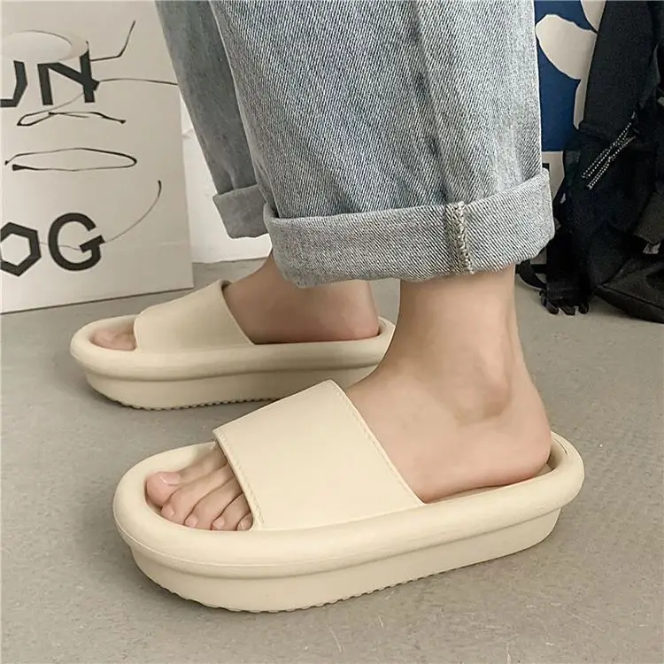 

Summer Arrivals Solid Simple Soft Slipper Designs Ladies Casual Easy Wear Chunky Slippers Fashion, Black,beige