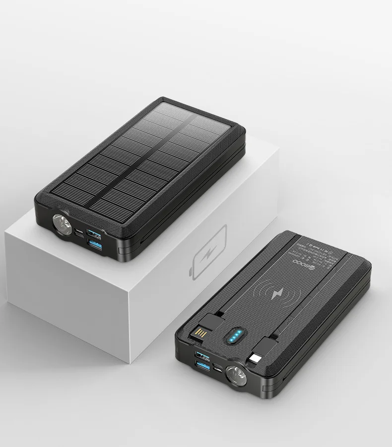 

2.1a Dual-port output high-power solar wireless charging treasure 6 ports with 3000mAh mobile portable with flashlight