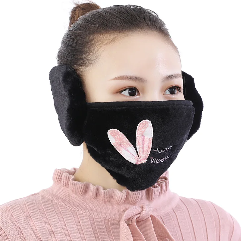 
Adults Earmuffs Mask Lovely And Autumn Winter Fashion Black Cotton Blue Gray Warm Protection  (1600135803585)