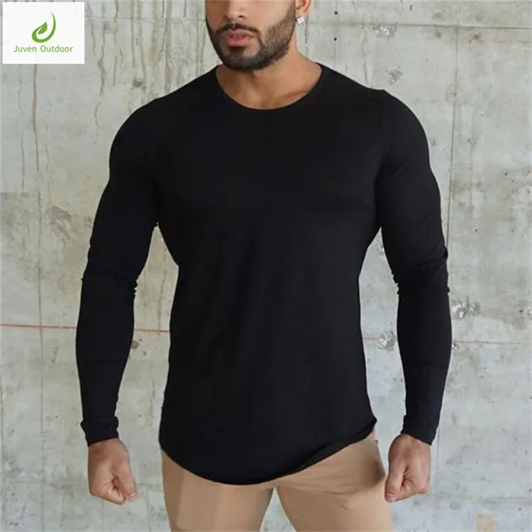 

High quality multiple color cheap custom silk screen printing 220gsm 100% cotton fashion men shirt knit long sleeve