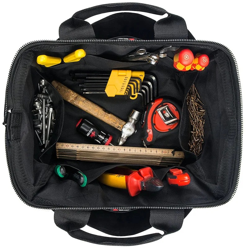 Carrier And Organizer Heavy Duty Tool Bag For Tools With Wide Mouth For