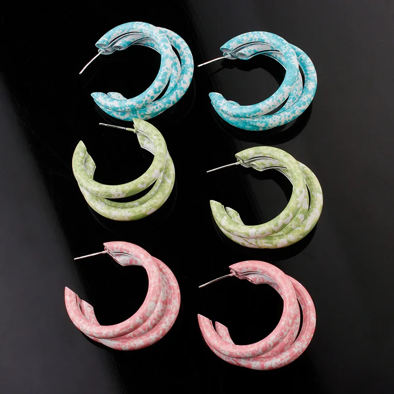 

Jachon Individual character contracted three - layer earring snowflake female earrings new style earring, As picture