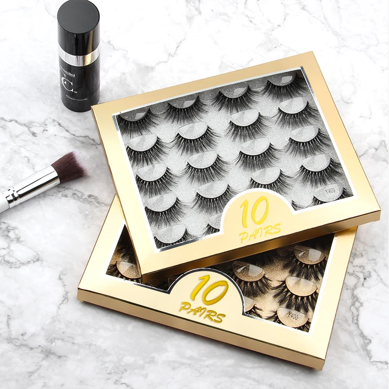 

10 pairs 3d Mink lashes with free box LS-MY4 series real mink fur eyelash 7 natural popular style eyelashes to choose, Black