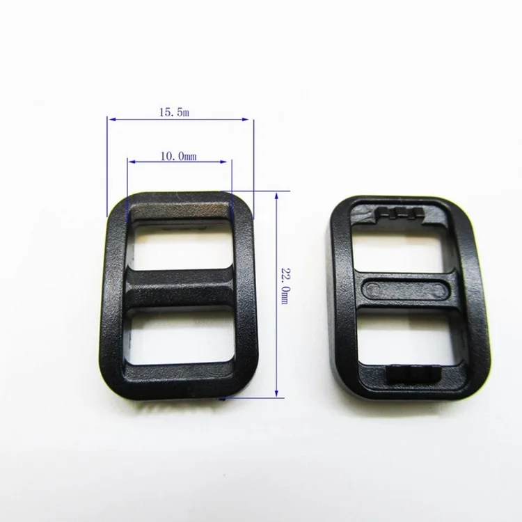 

Factory Price Black High Quality Webbing Slide Adjusters Plastic Strap Slide Buckle