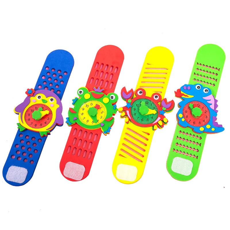 

Wholesale Of Children's Puzzle Children's Creative EVA Handmade Simulation Cartoon Watch Toy Early Education Puzzle DIY