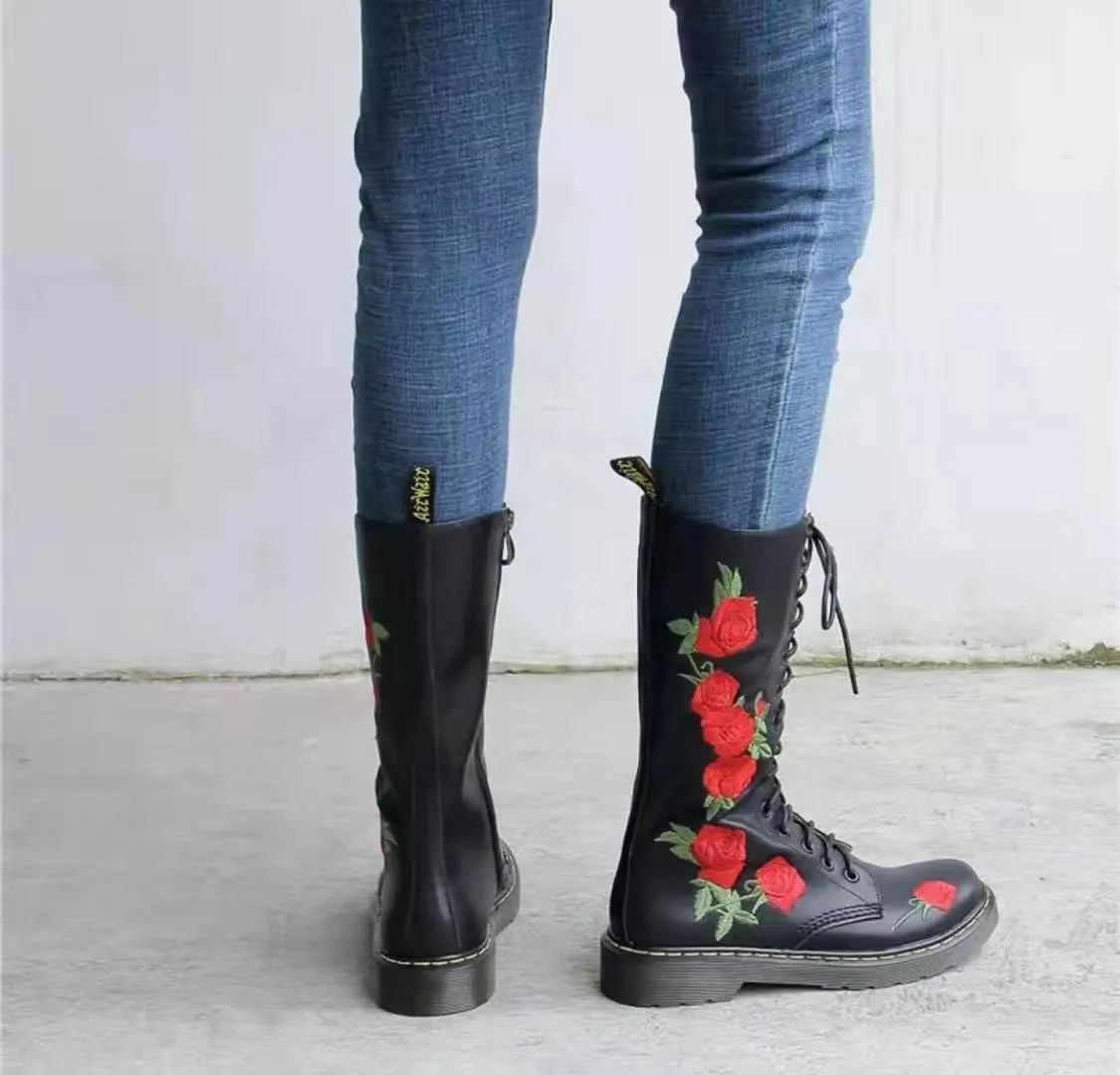 

High Quality Fall Walking Style Lace Up Ankle Flat PU Leather Women Shoes Ladies Trainers Footwear Winter Biker Boots