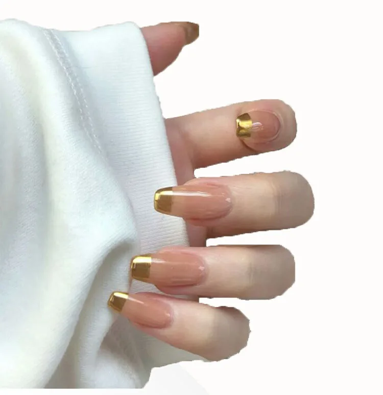

24pcs Butterfly Pearlescent Aurora Long Detachable Waterproof Fake Nails Full Cover False Nails Tips with Glue, As image show