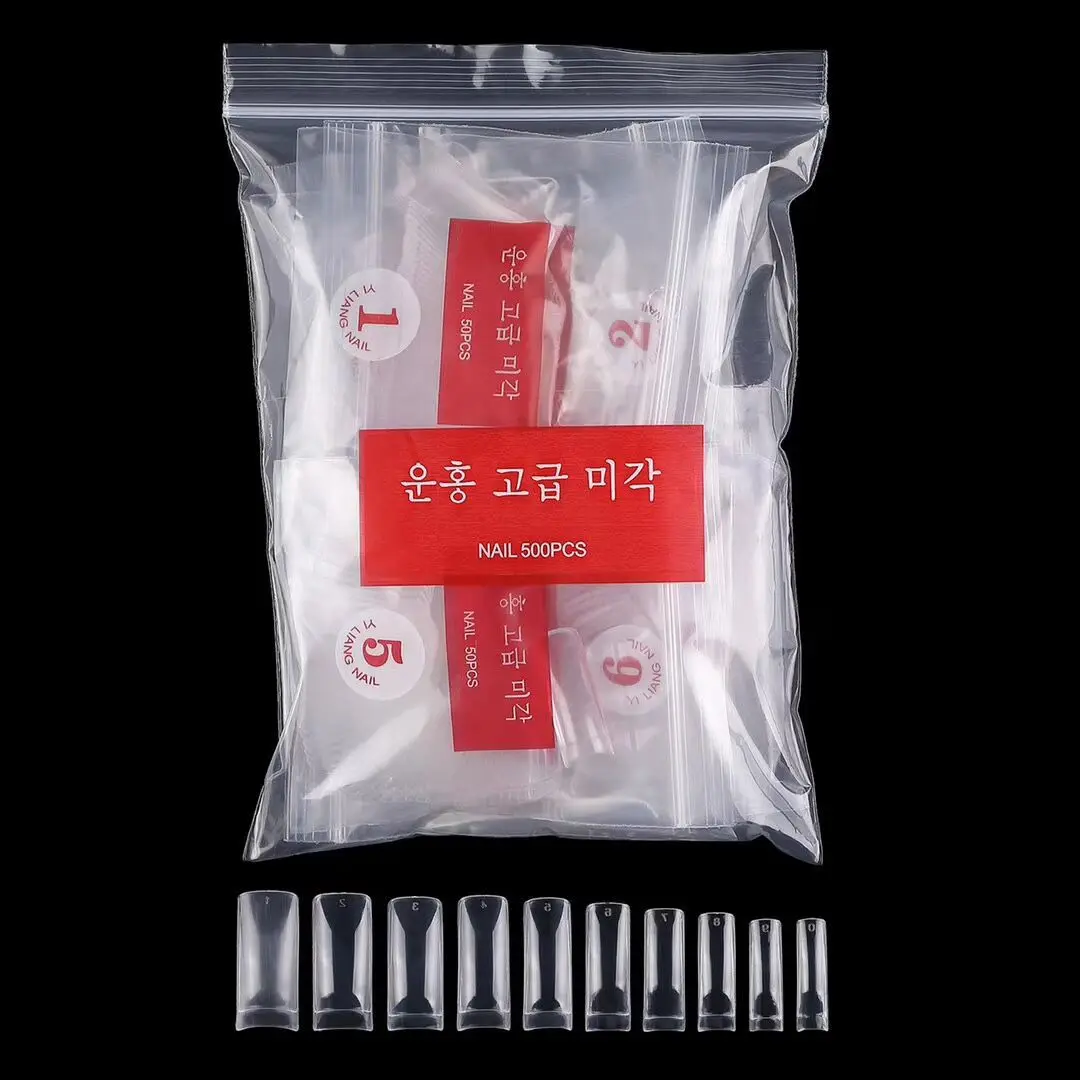 

New style nail piece French square head 500Piece of natural transparent color False nails