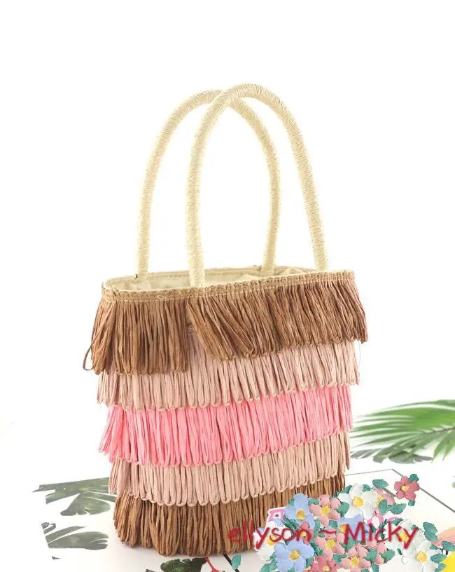 

2020 spring and summer new color-contrast small square bag shoulder messenger straw bag