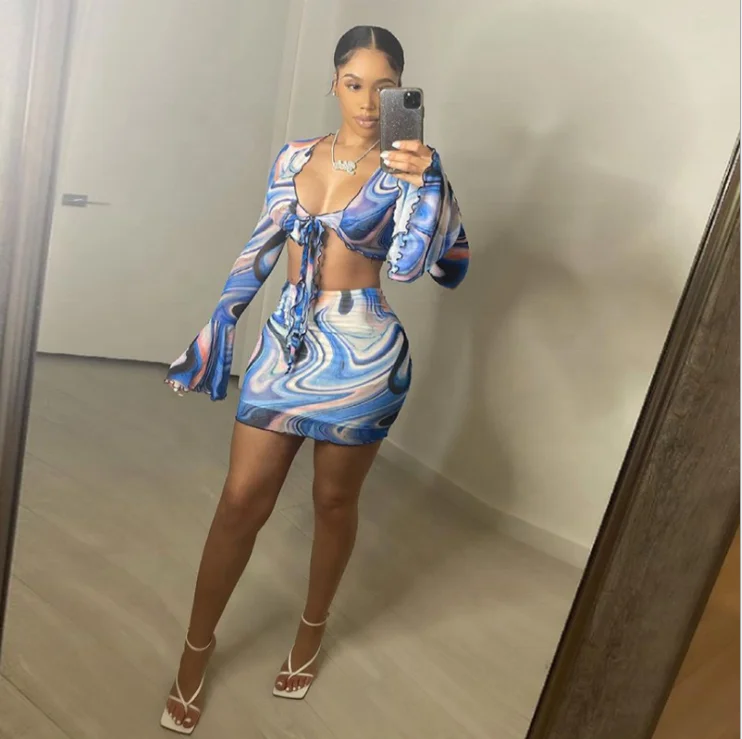 

New Sexy Mesh 2 Piece Skirt Set Low Cut Package Hip Skirt 2 Piece Set Women