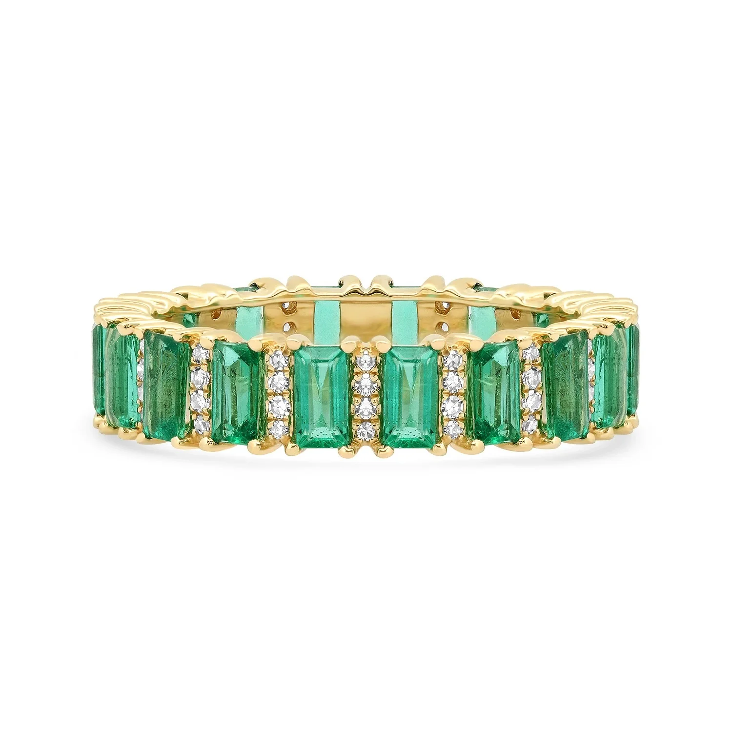 

LOZRUNVE 925 Sterling Silver Gold Filled Emerald Baguette Diamond CZ Eternity Ring Women