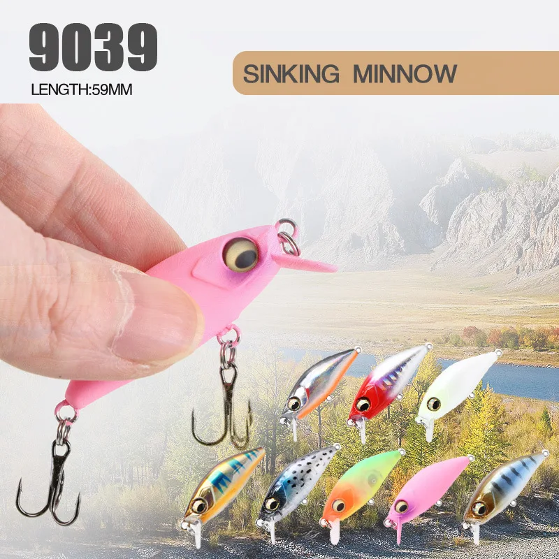 

new style 50mm mini minnow 4.9g slow sinking freshwater minnow fishing lure, 8 colors