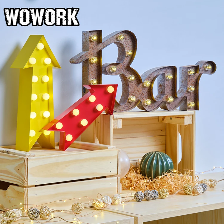 

2024 WOWORK colorful customized rusty bar sign mini light up marquee light for home decor light