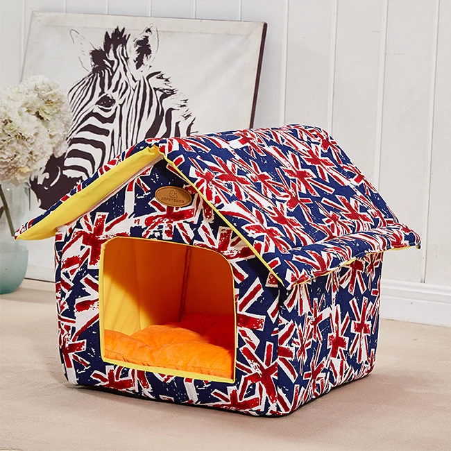 

Luxury Foldable Cat Tent House Indoor Portable Washable Winters Pet House & Furniture With Cotton Pad Cushion, Green, yellow, red, brown, pink, blue