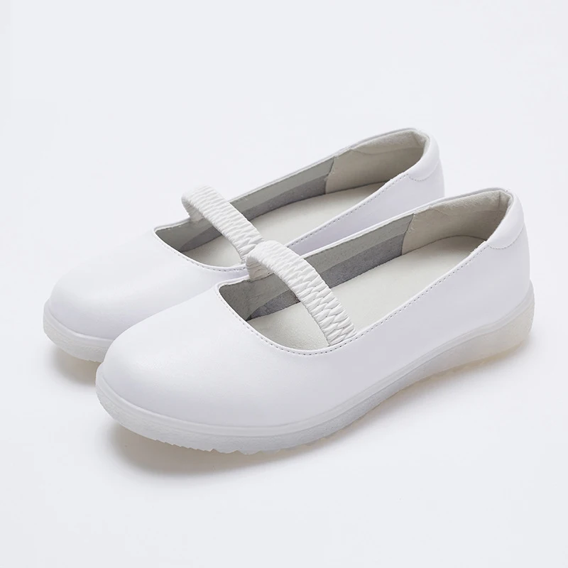 

Summer Women White Breathable Cowhide Elastic Band Doctor and Nurse Medical Shoes Beauty Parlour Work Shoes
