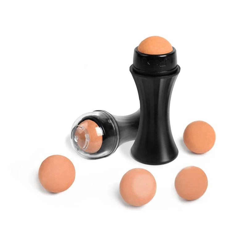 

Custom Logo natural volcanic stone facial oil absorbing roller face oil cleaning tool volcanic oil control roller, Black/white