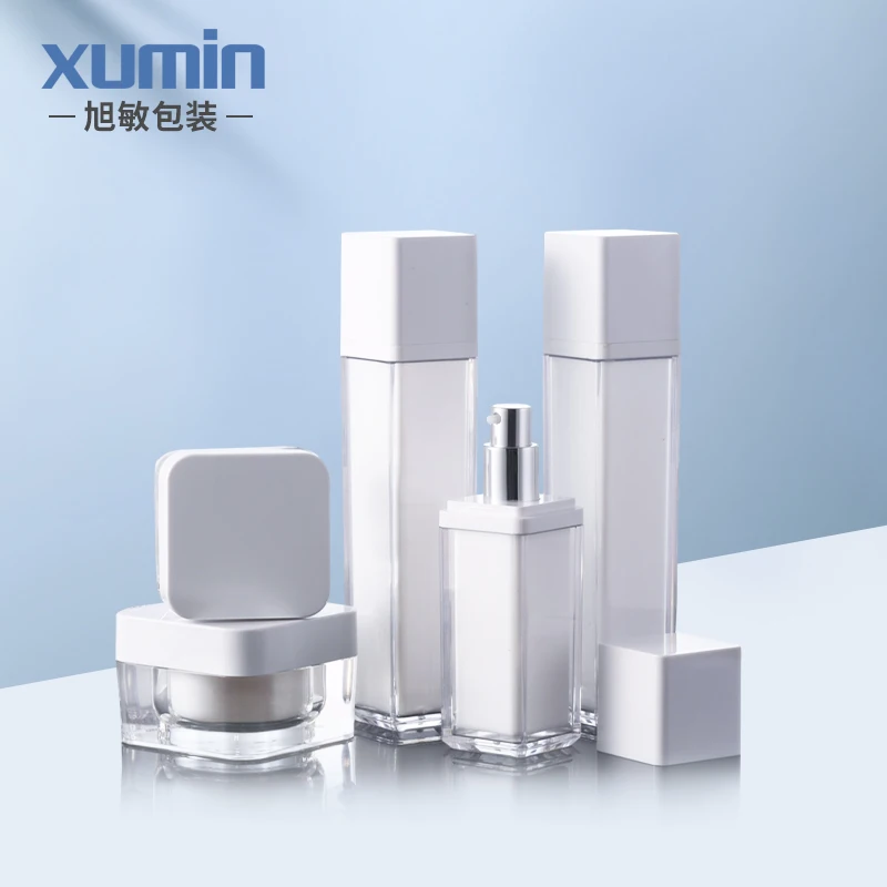 

wholesale 30g 50g acrylic cosmetic jar and 50ml lotion pump bottle with 100ml spray serum bottle