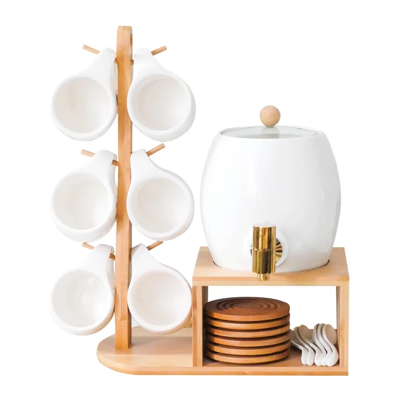 

Ceramic kettle with tap water with a mordon sample-style tea pot set bamboo ceramic cold water 2L