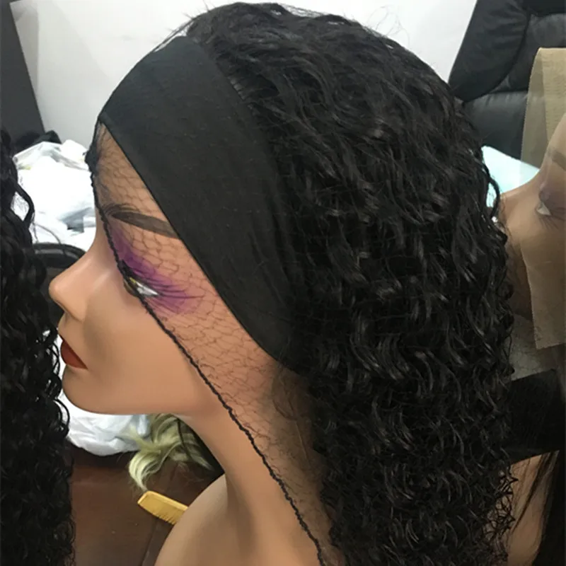 

100 Non Lace Glueless Custom Curly Bundles with Headband Half Wig Peruvian Wigs With Headband Friendly Hair Wigs