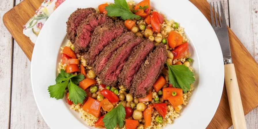 Cumin and orange zest seasoned ground beef