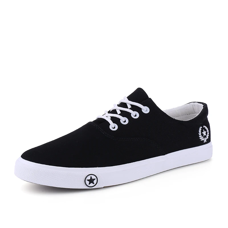 

Wholesale cheap lace up casual skate mens canvas shoes, Black, white