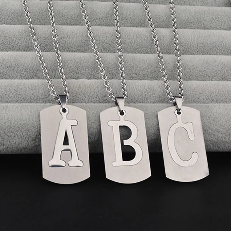 

NS1063 stainless steel letter pendant necklace for men women, hip hop big initial jewelry necklace