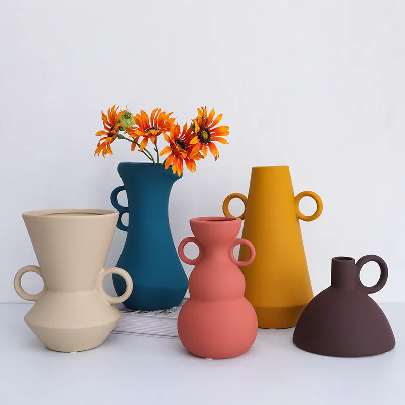 

Nordic Minimalist living room display tabletop vase decor craft Morandi ceramic vase for flower decoration