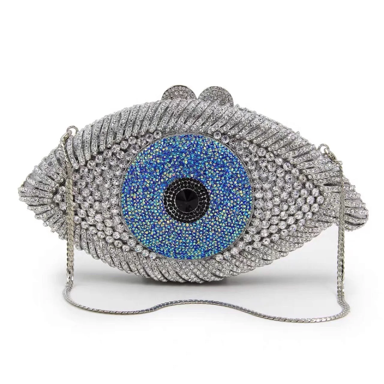 

New Arrivals Bling Rhinestone Evil Eye Women Purse Handbag Luxury Full Diamond Ladies Evening Dinner Bag Custom Clutch Bag, Accept customized