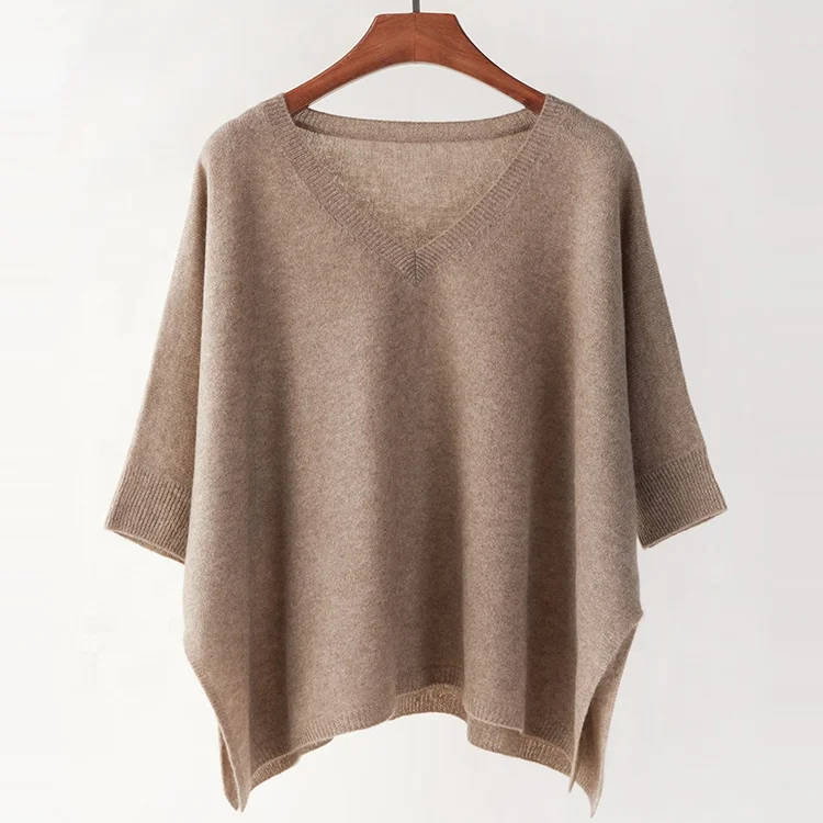  Pure Cashmere Poncho Sweater Pullover Plus Oversized V Neck Best Women Cashmere Sweater