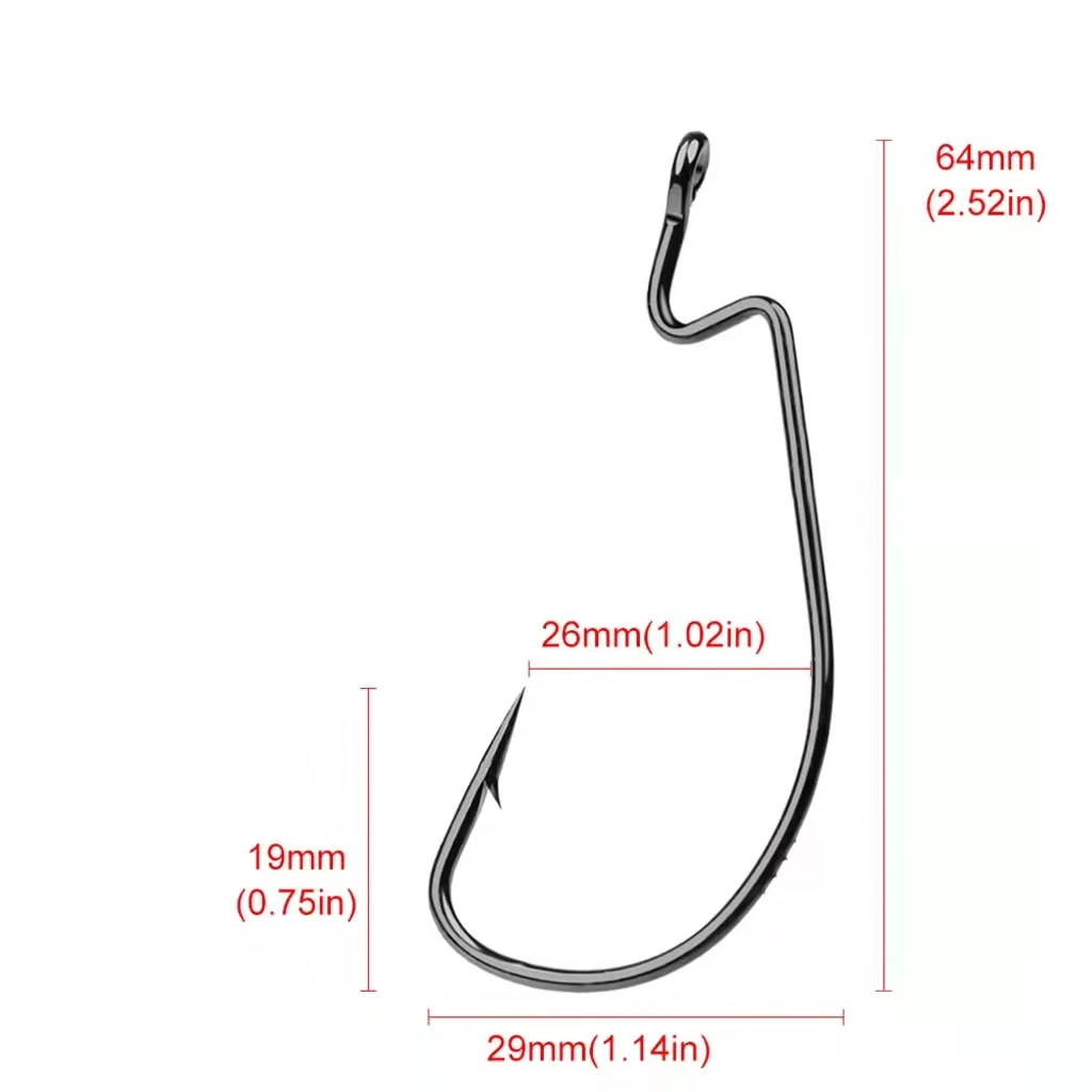 

JUYIN Wholesale fishing gear soft worm hook with 100 barbs/wrapped wide belly crank hook, Silver