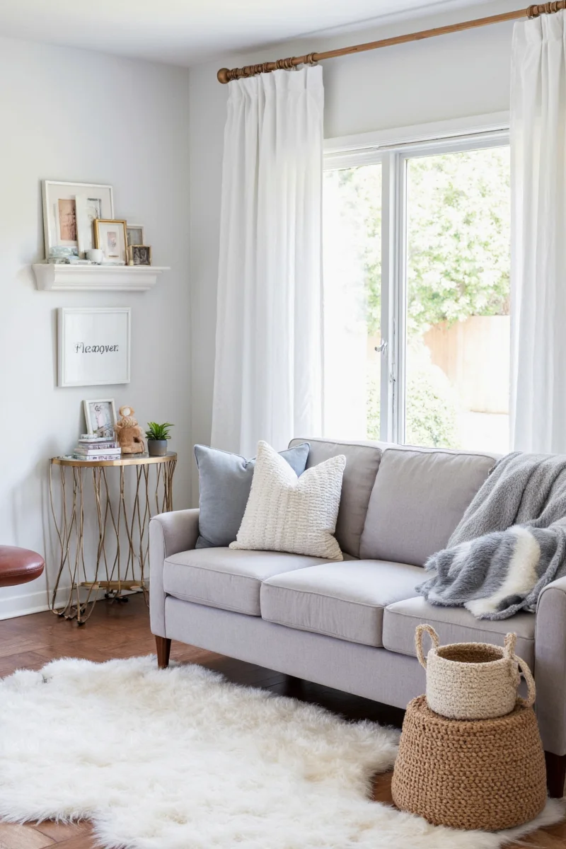 Gray and white reversible throw pillows