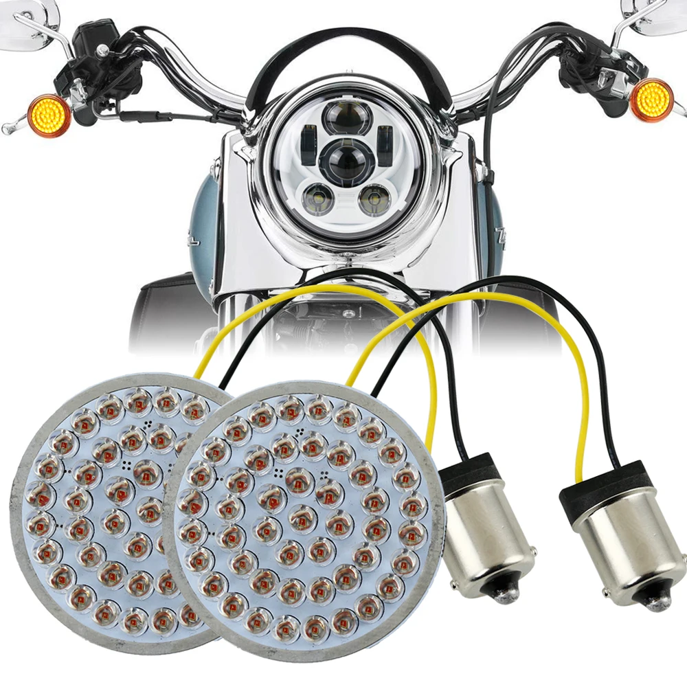2" Bullet Style 1156 Amber LED Turn Signal Inserts Light For Motorcycle Lighting System