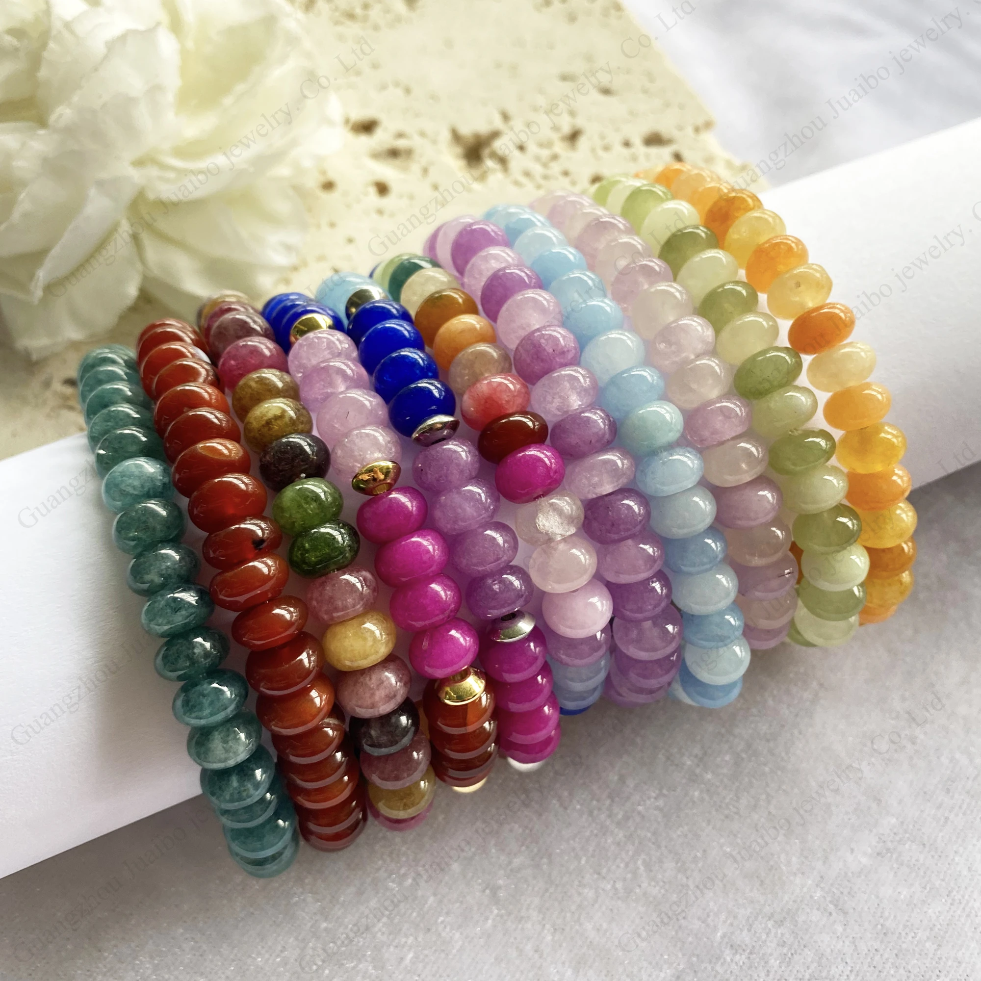 

Wholesale women 7 chakra natural crystal rainbow gemstone beaded bracelet