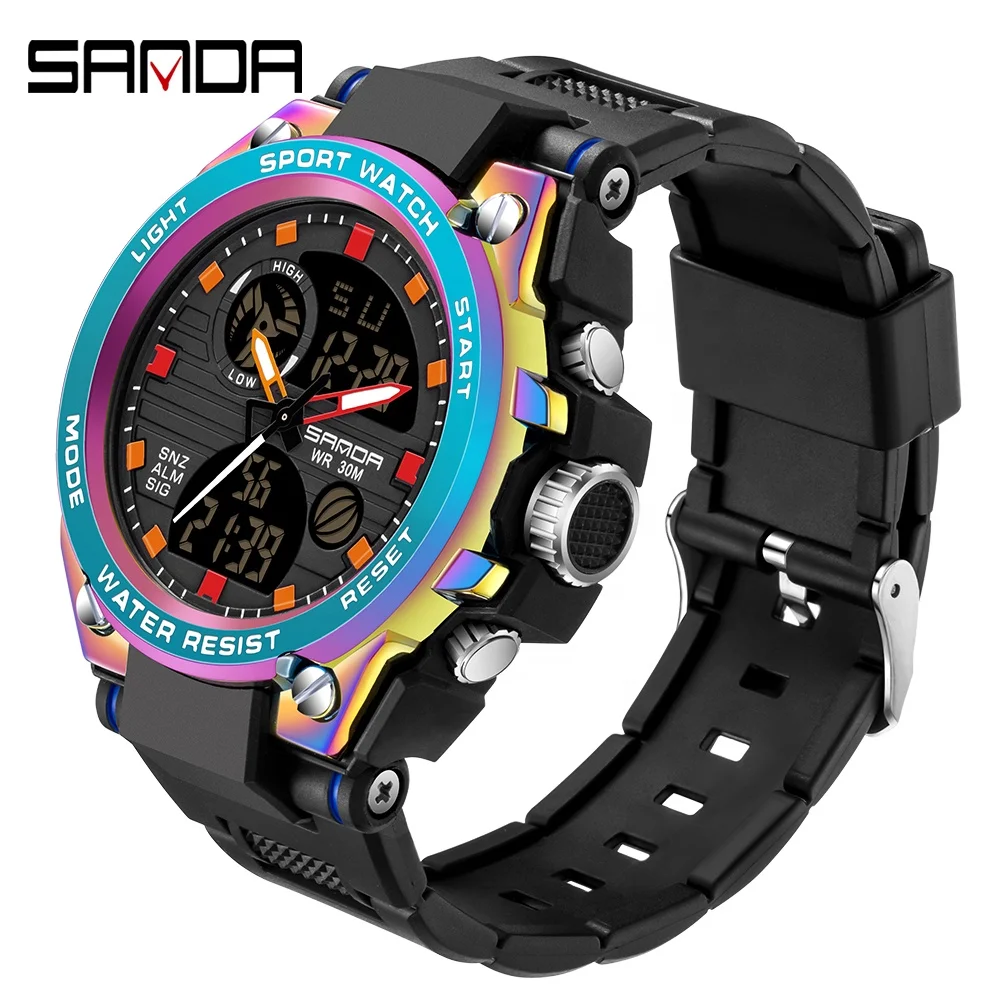 

SANDA 6008 Men Military Sport Electronic Watch Fashion Symphony Waterproof Top Luxury Digital Wristwatch