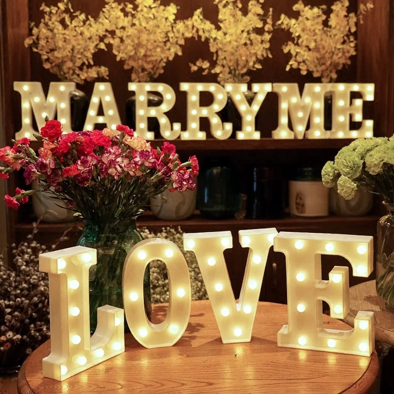 Alphabet Letter LED Lights Marquee Sign Number Lamp Decoration Night Light For Party Bedroom Wedding Birthday Christmas Decor