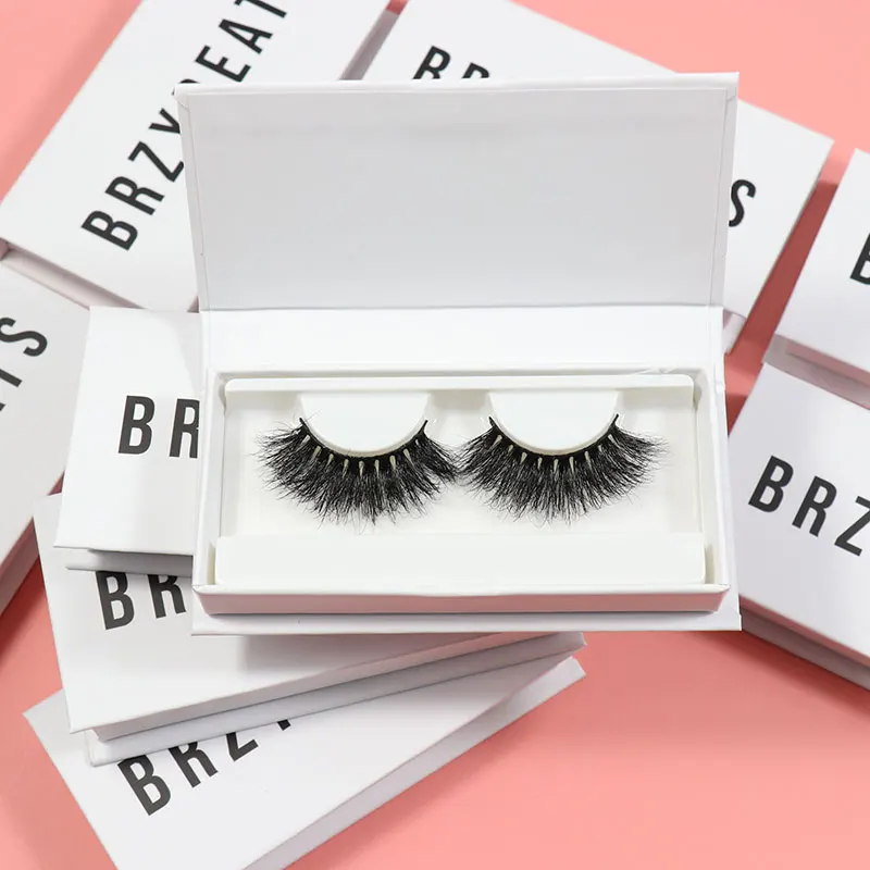 

Wholesale Custom Own Brand Eyelash Packaging Box Natural Dramatic 25MM 3D 5D Strip Mink Eyelashes