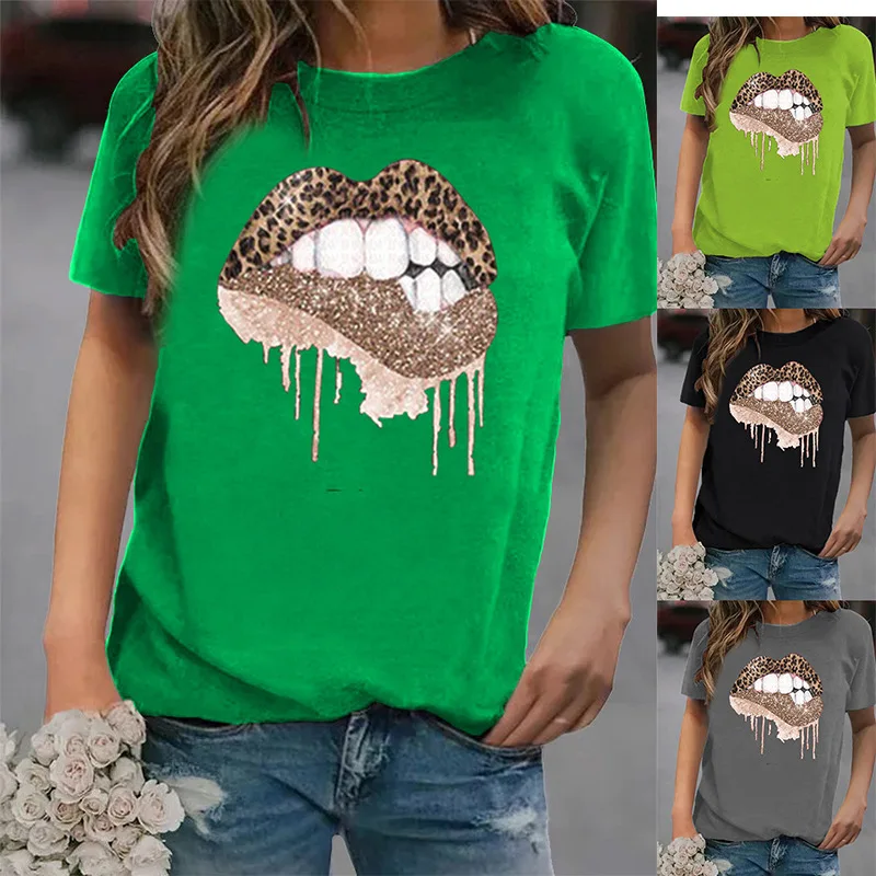 

2021 autumn loose print round neck short sleeve women's T-shirt, Picture color