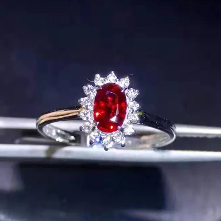 

British royal luxury diamond gemstone jewelry 18k gold 0.48ct natural unheated pigeon blood red ruby ring for women