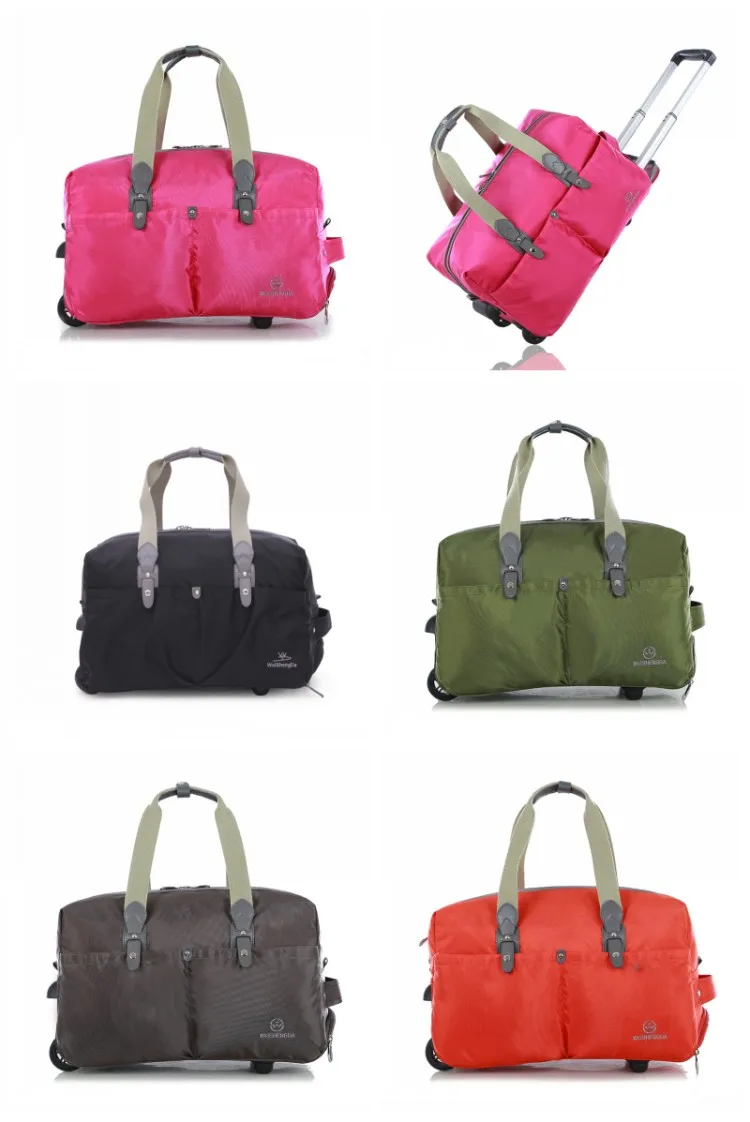 Latest carry-on duffle trolley bag folding travel bags luggage rolling wheels for men and women 