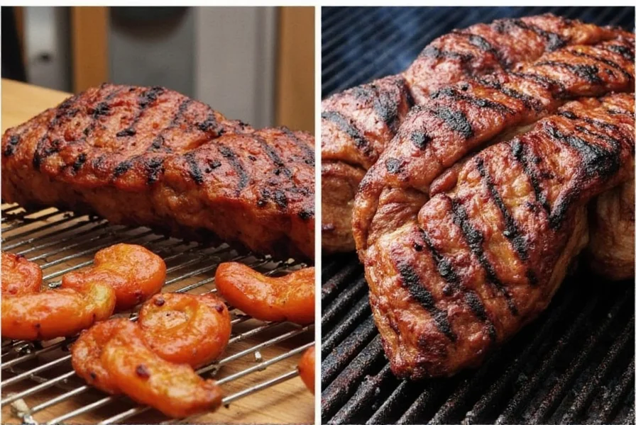 Timeline showing slow smoking vs fast grilling