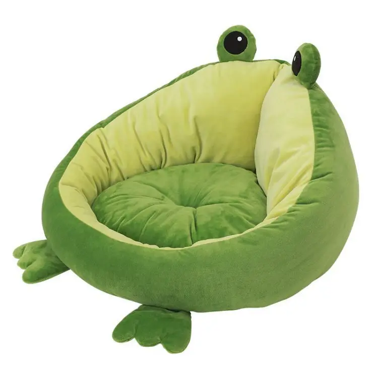 

Factory Wholesale Rest Improved Sleep Bed Skin Friendly Pet Bed Frog Shape Pet Bed, Green