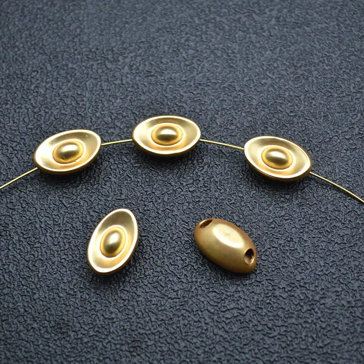 

High Quality Gold plated Gold Ingot Shape Metal Loose Beads Jewelry Findings