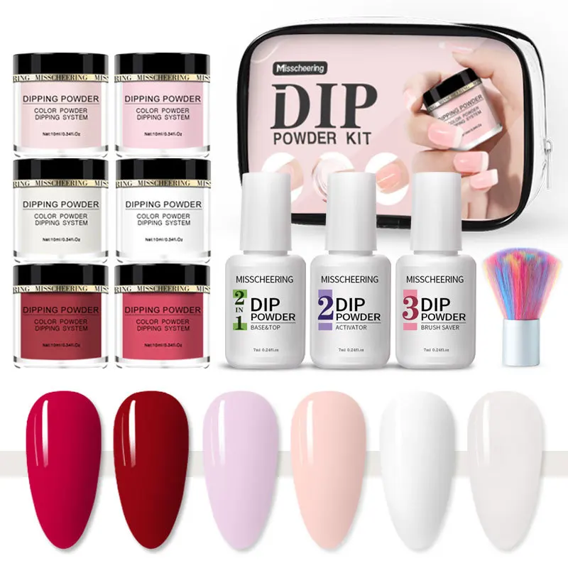 

Misscheering Dipping Powder Set Manicure Nail Art Holographic Powder Glitter Nail Art Pigment DIY Nail Decoration, 6 colors options